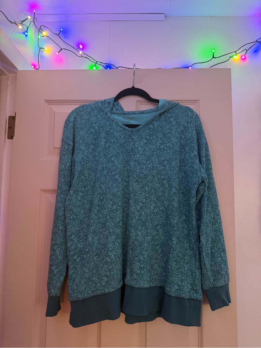 Athleta Teal Heathered Crewneck Hoodie